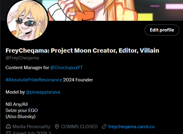 FreyCheqama: Project Moon Creator, Villain tweet media