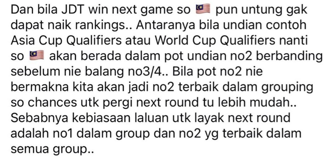 Alhamdulillah ranking Malaysia naik dalam undian Asian Cup Qualifier dan World Cup Qualifier hasil JDT menang aksi peringkat kelab ACLE. 📏 📏 🤣