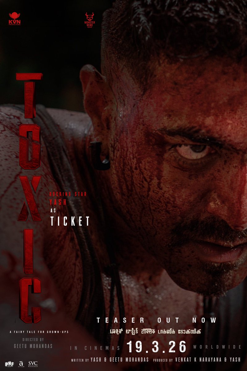 Your 'Ticket' to Hell 

#Toxic In Cinemas Worldwide from 19-03-2026

Kannada - youtu.be/LYK5ETKbODE
Hindi - youtu.be/cXymbHU5i-U
Telugu - youtu.be/zjlCyAibeWg
Tamil - youtu.be/IOADonyCAcc
Malayalam - youtu.be/0SYIByVkz5k

#ToxicTheMovie
#ToxicOnMarch19th
