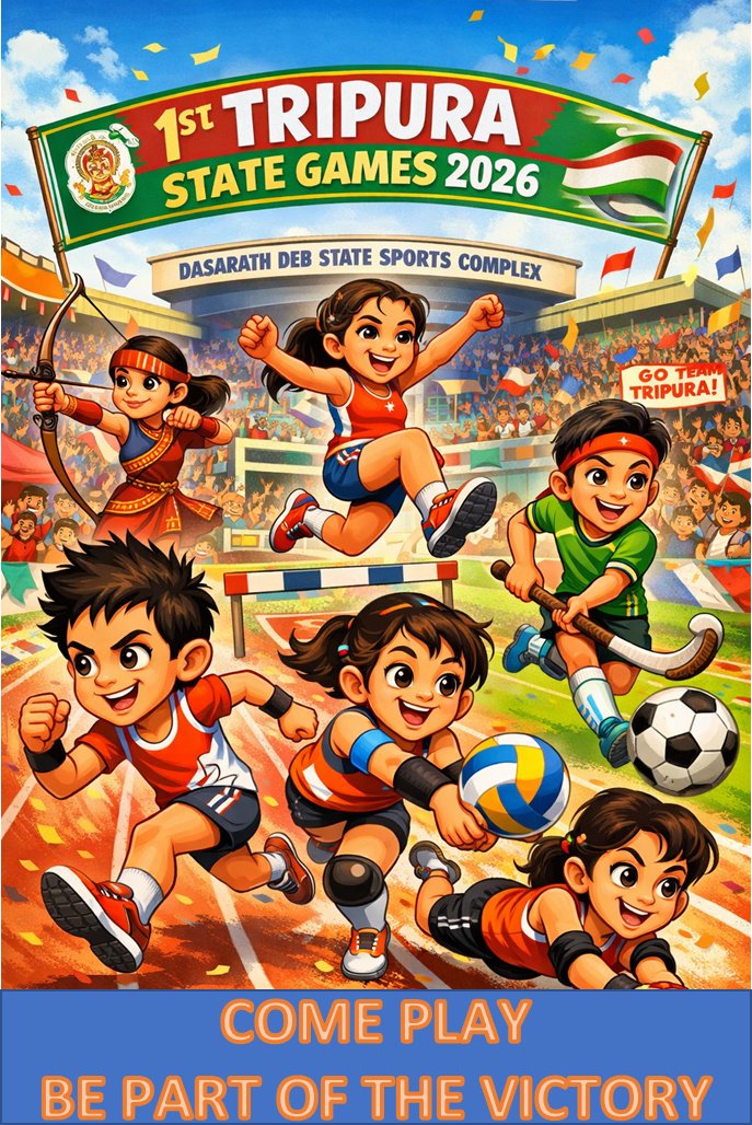 #Tripura is ready to script a new sporting chapter 🏅 

The 1st #TripuraStateGames2026 will be inaugurated on Feb 22 at #DasarathDebState #SportsComplex, #Agartala. 

A platform to showcase young talent &amp; promote grassroots #sports 💪 

 #YouthPower #Anirudh #KHxRK #Thalaivar174
