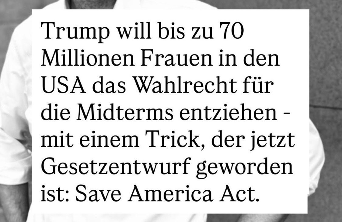 #Trump versucht händeringend mit Hilfe des „#SaveAct“, an der Macht zu bleiben!
Dieser Gesetzentwurf ist ein direkter Angriff auf das US-Wahlsystem und sollte Trump damit durchkommen, dann werden große Teile ausgerechnet der Wählerschaft ausgegrenzt, die sowieso nicht für Trump