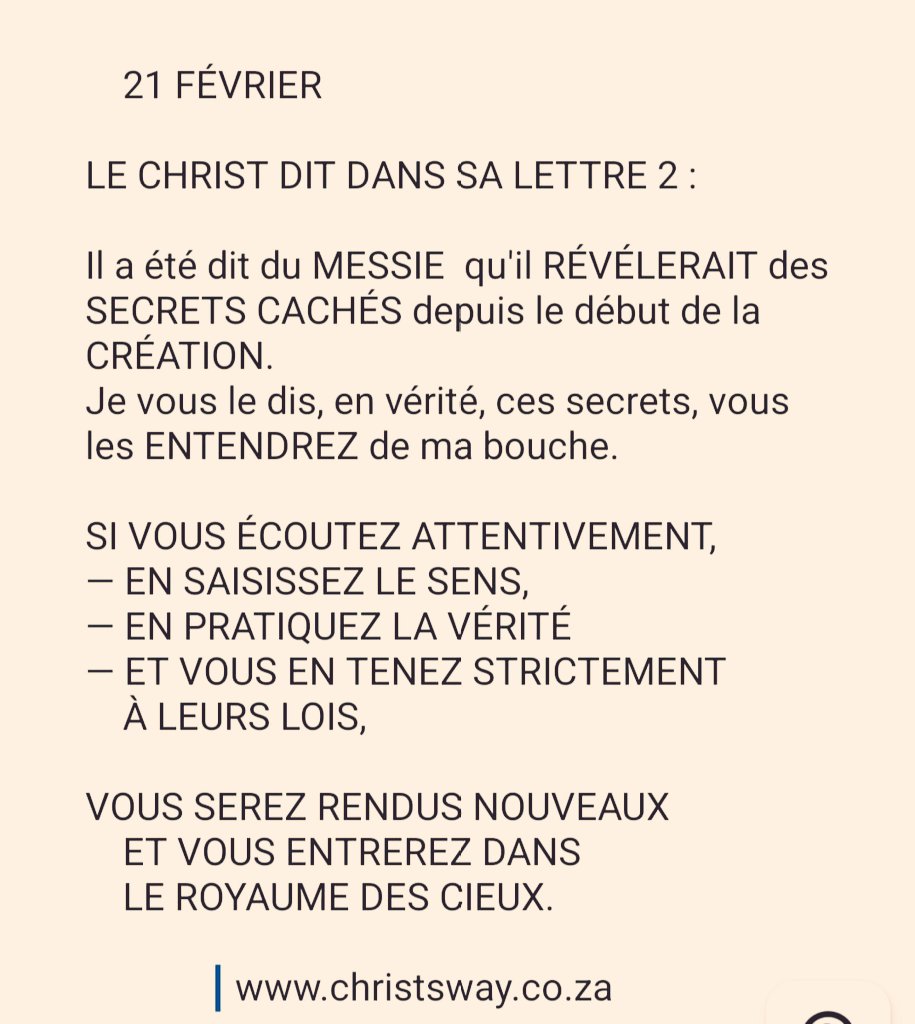 MaintenantEt's tweet photo. #LesLettresDuChrist
#Lettre2
#21fevrier
#ConscienceChristique
#VoieChristique
#Christ
Ces Lettres sont téléchargeables gratuitement sur https://t.co/HK6nmbRunu https://t.co/ysbeDBRM0p