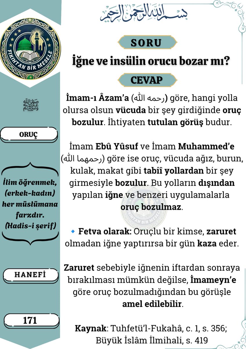 👉 İğne ve insülin orucu bozar mı❓