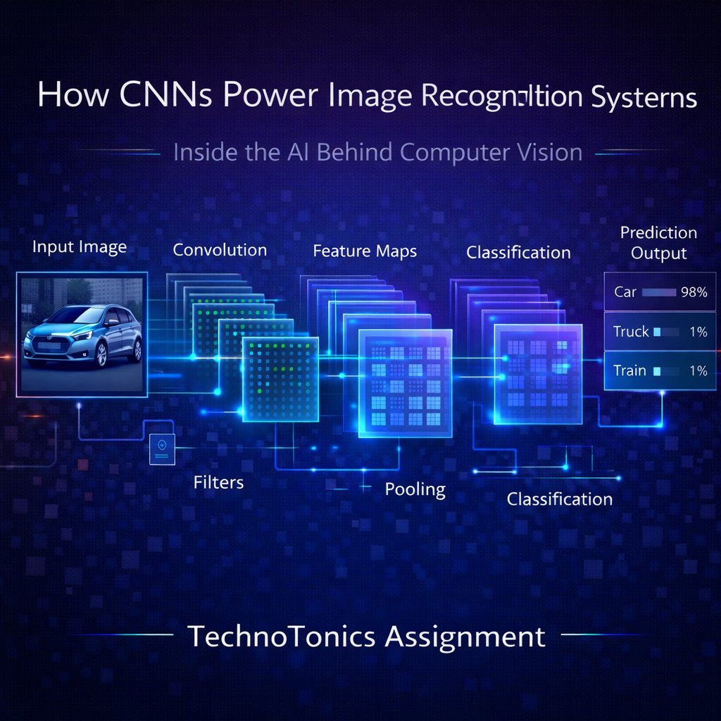 TTAtechnotonics's tweet image. How CNNs Power Image Recognition Systems
Technotonics | 2026
#CNN
#ImageRecognition
#DeepLearning
#ArtificialIntelligence
#ComputerVision
#MachineLearning
#AIExplained
#DataScience
#NeuralNetworks
#TechnoTonics
#TechnoTonicsAssignment