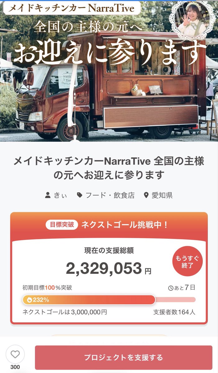 気がついたら……
【あと7日】でクラファン終了でした🥳

お気に入り登録件数300件‼️
ありがとうございます〜✨