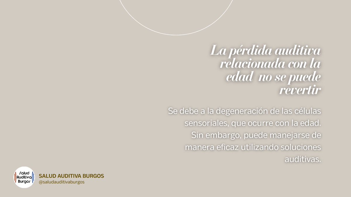 👂La disminución de la audición relacionada con la edad se produce por el desgaste de las células sensoriales del oído interno. 
No es posible revertir esta degeneración pero sí gestionar la pérdida auditiva mediante soluciones auditivas adaptadas👇
saludauditivaburgos.com