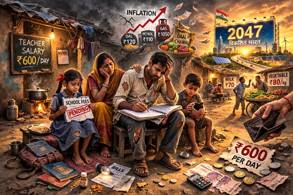 उत्तर प्रदेश में शिक्षा मित्र (कॉन्ट्रैक्ट पर) की तनख्वाह 18000 कर दी है। 600 रुपए रोज बनती है। यानि मजदूरों के बराबर के बराबर। इनके पढ़ने लिखने का क्या फायदा जब तनख्वाह मजदूरों के बराबर ही मिलनी है। भाजपा आमजन को गरीबी की ओर धकेल रही है इनका 2047 में विकसित भारत का नारा धोखा है