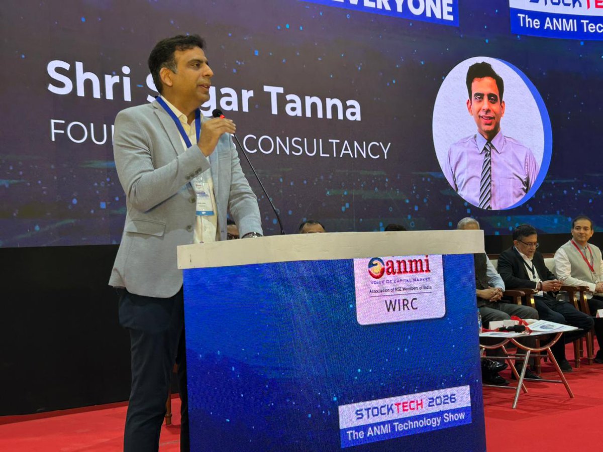 AnmiWirc's tweet image. Shri Sagar Tanna spoke at the event. Attending ANMI StockTech 2026 today was inspiring. Connecting with professionals and learning from their experiences is always invaluable.

@OfficialAnmi 

#StockTech #StockMarketBhiSahiHai #InnovationForEveryone #Technology #AI