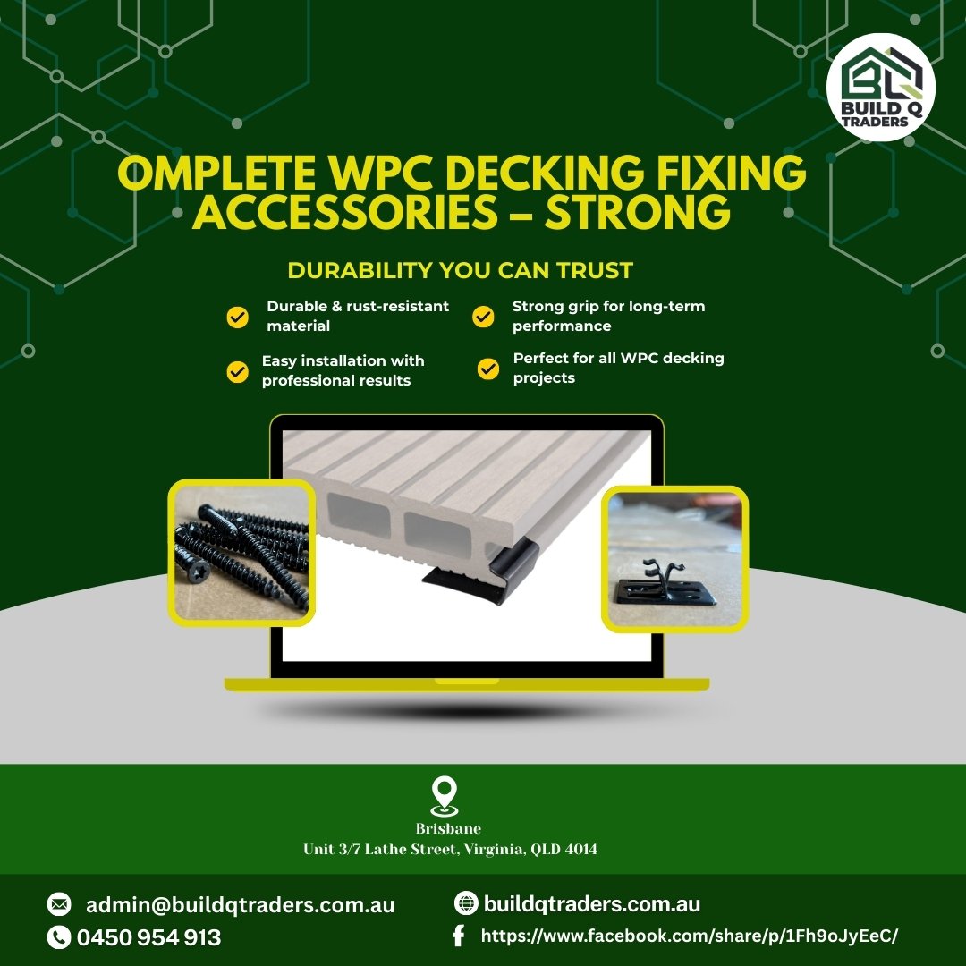 TasnovaTah92207's tweet image. 🔩 Complete WPC Decking Fixing Accessories – Strong, Secure &amp;amp; Professional Finish

Available Products:
✅ WPC Decking Screws (100 per box)
✅ WPC Decking Middle Clips (100 per box)
✅ WPC Decking Start / Stop Clip
.

#WPCDecking #DeckingAccessories #DeckingScrews #DeckingClips