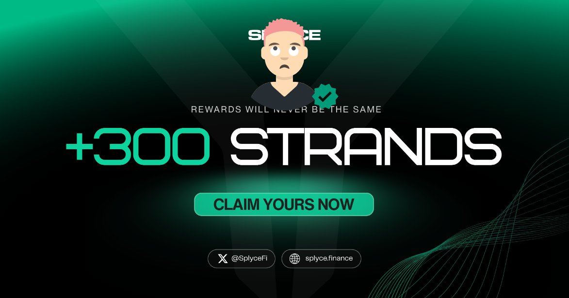 KyDong6's tweet photo. 300 Strands claimed. 

Real-world yield is coming to Solana with @SplyceFi 

Feels good to be early.

Your turn: https://t.co/mn0bl2c6yV https://t.co/hiAyPhEy8c
