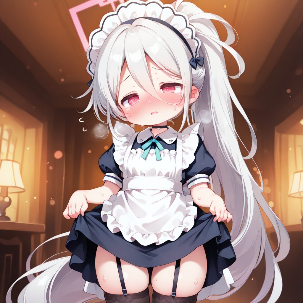 【先生の奇行のせいでメンタルが崩壊寸前】
⚠️警告：羞恥心によりシステムエラー発生中💻💥
メイド服を着せられてパニックなケイちゃんです！🫣
皆さんのいいねで再起動させてあげてください！🙏💖
#ブルアカ #BlueArchive ケイちゃん SFW illustration