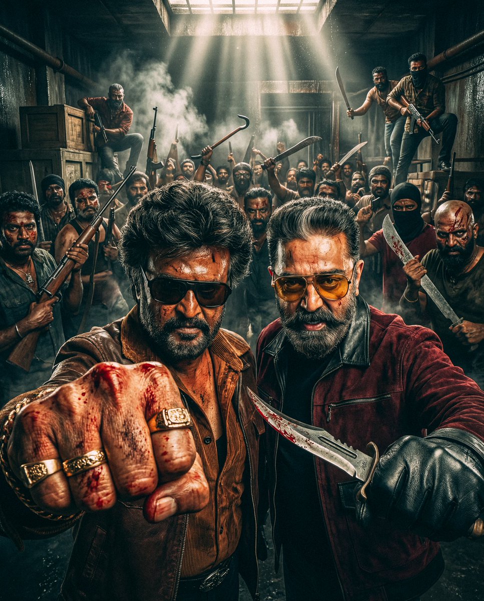 saanmuu's tweet photo. The internet didn’t just break; it shattered. 💥👑
After 47 years, the ultimate Kollywood fever dream is a reality. The Phenomenon and The Pioneer together on one screen. Had to drop this AI concept poster because my mind is still blown by that teaser. #KHxRK https://t.co/XbjkNuLK2D