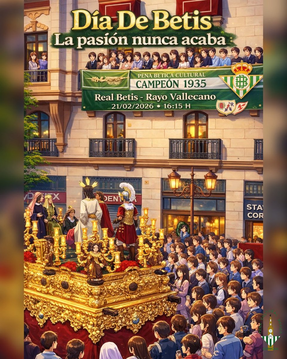 Estamos en tiempo de Cuaresma, un tiempo de recogimiento… pero en esta ciudad, Sevilla, la pasión nunca termina. 💚

Aquí se vive en cada calle, en cada rincón… y también por unos colores que nos hacen latir el corazón: los del Real Betis Balompié.

Hoy es día de Betis 💚🤍