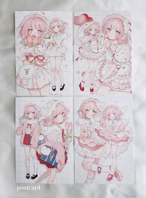 🌷.*ポストカード

こちらのデフォルト衣装、バレンタイン衣装、セーラー服、魔法少女衣装の全4種類のポストカードを各100円にてご用意しております!印刷もとっても綺麗に仕上がってます🫶🐹💓

 #COMITIA155  #コミティア155 