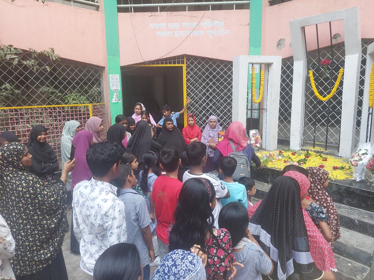 ShaplaF's tweet photo. Today we celebrated International Mother Language Day with our sponsored children in a meaningful way. Just like every year, the children placed flowers at the Shaheed Minar in their area and paid their heartfelt respect to the martyrs. 
#internationalmotherlanguageday2026 https://t.co/h5PyHkGRVg