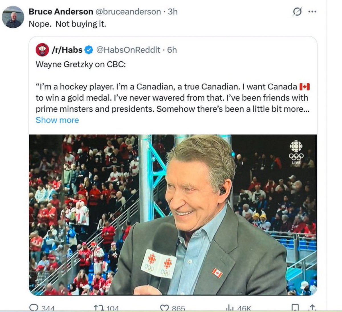 It’s very clear that <a href="/WayneGretzky/">Wayne Gretzky</a> asked to be on <a href="/CBC/">CBC</a> and wanted them to ask him about this. He had his answer locked and loaded. I’m not buying it either. He chose his guy. He’s welcome to his opinion but I’m entitled to mine too.