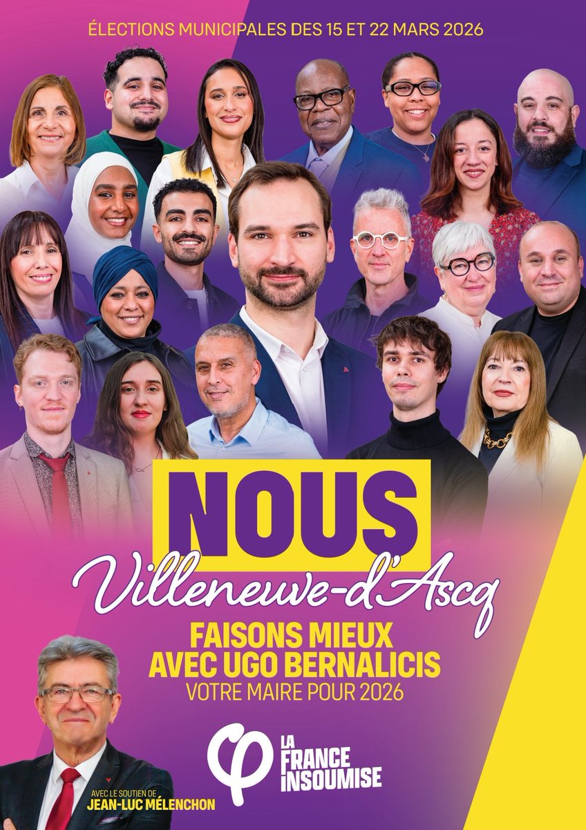 Notre nouvelle affiche de campagne 🔥

Une magnifique équipe à l'image de ce qu'est notre ville, les 15 et 22 mars, avec elles et eux, nous ferons mieux pour Villeneuve d’Ascq !