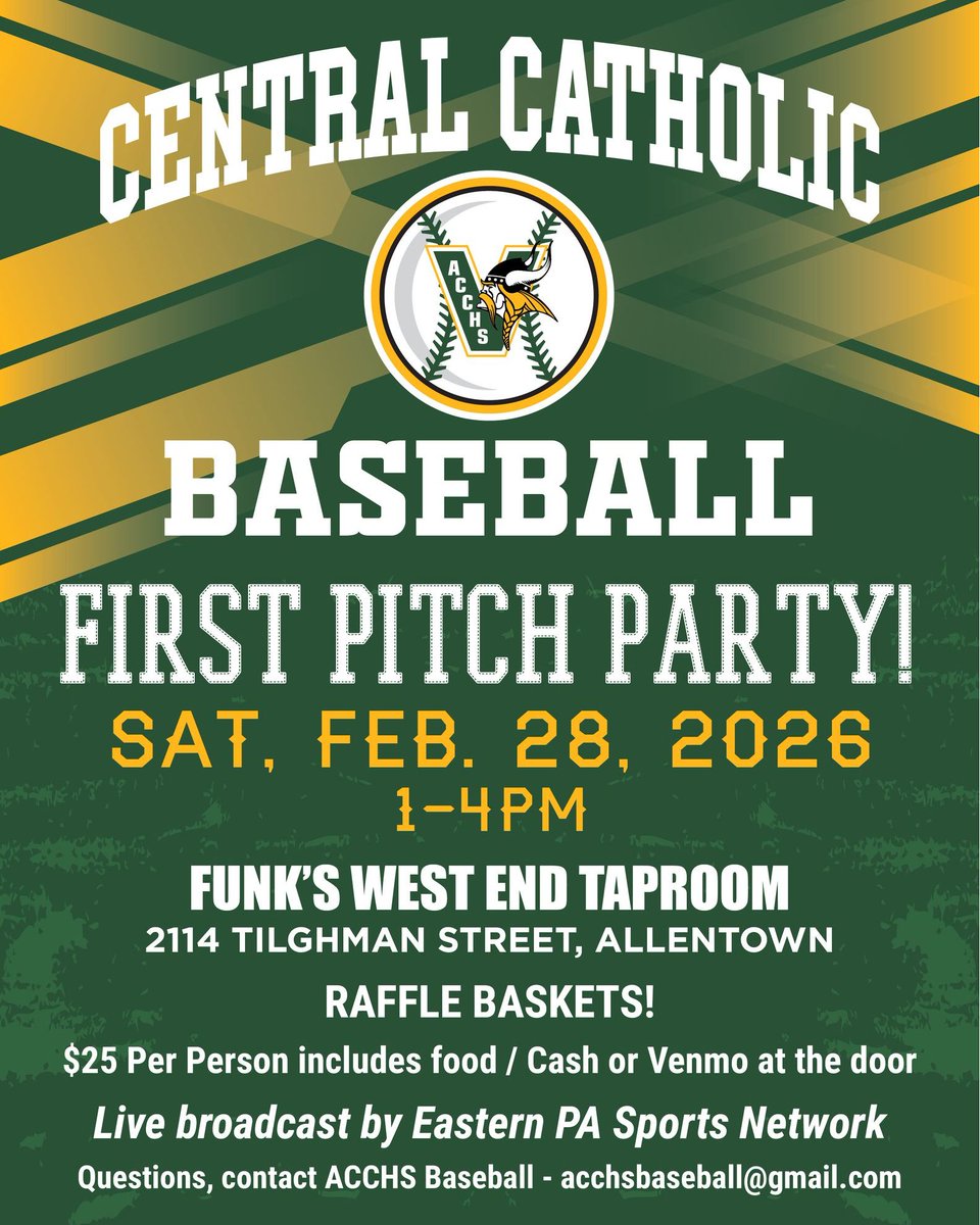 EastPASportsnet's tweet photo. Tune-in 1 week from today for the @acchs_baseball First Pitch Party Show.

Coaches and Players will be on the air from 2-3 p.m. discussing the upcoming season. https://t.co/SyF2MwhTNN