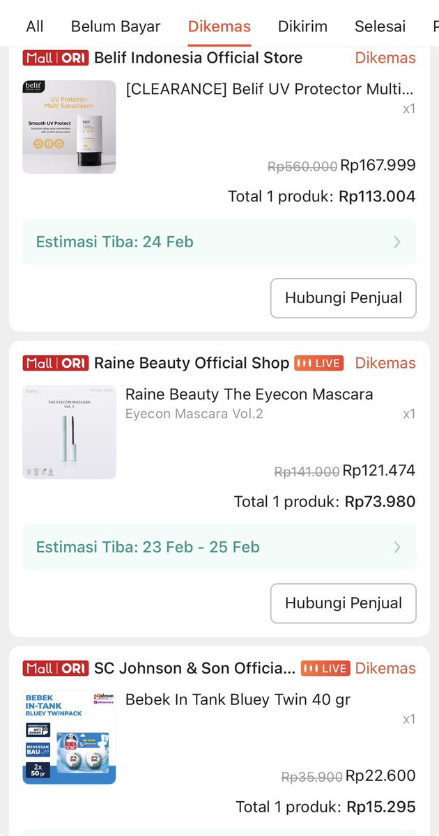donbell's tweet photo. @RacunBelanja Jajan sunscreen, mascara, sama bebek toilet min https://t.co/hBIEgRxFtJ