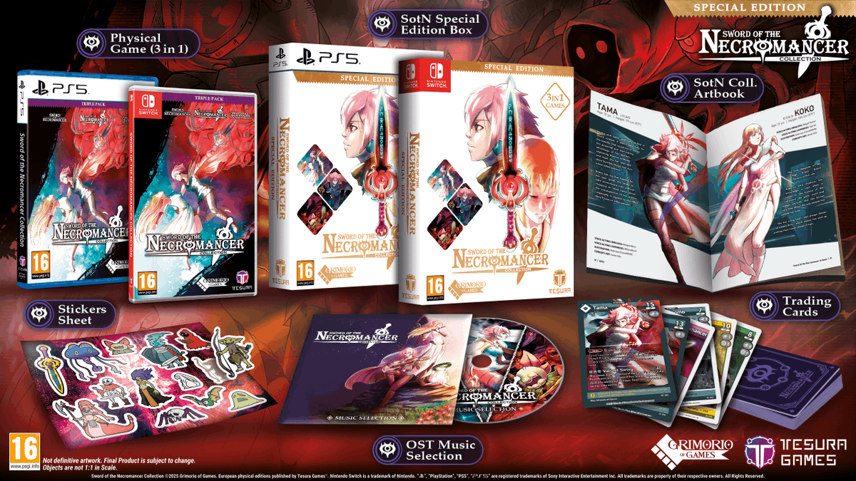 TesuraGames's tweet photo. Releasing in 5 days! 🚀

#SwordOfTheNecromancerCollection ⚔️
#EVERDARK 🦇

Info and pre-orders:
🔗 https://t.co/HWUIrO5W6f

@GrimorioG @DojoSystem @everdark_undead https://t.co/TO11YmjTUa