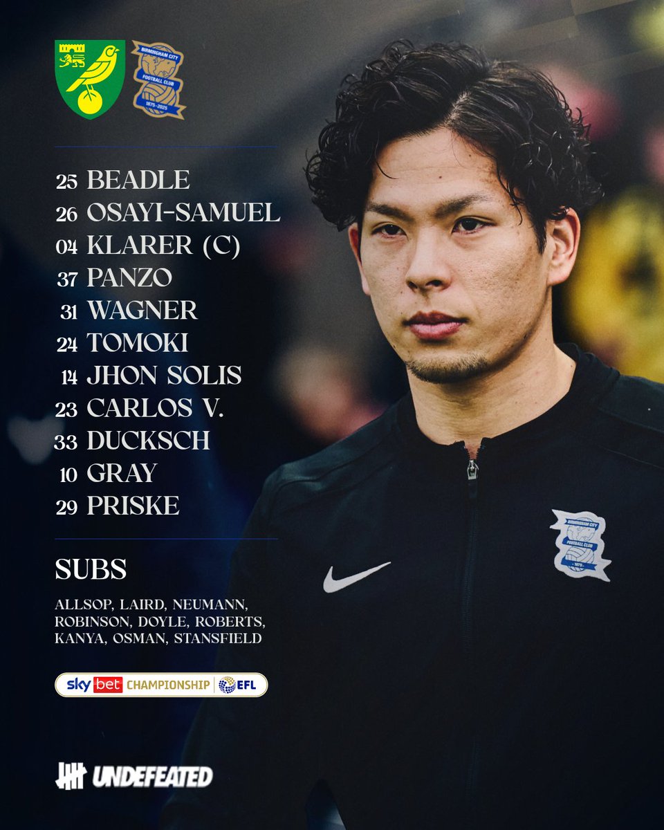 BCFC's tweet image. 𝙏𝙀𝘼𝙈 𝙉𝙀𝙒𝙎 ⚪️

Three changes from Leeds.

Beadle, Tomoki and Marvin all return.