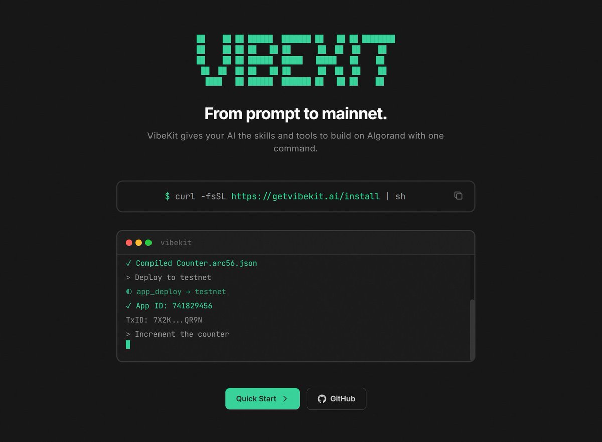 Ok wish Marcus luck. About to get into it. <a href="/getvibekit/">vibekit</a> 

Also have an <a href="/AlgoFoundation/">Algorand Foundation</a> masterclass coming up soon.