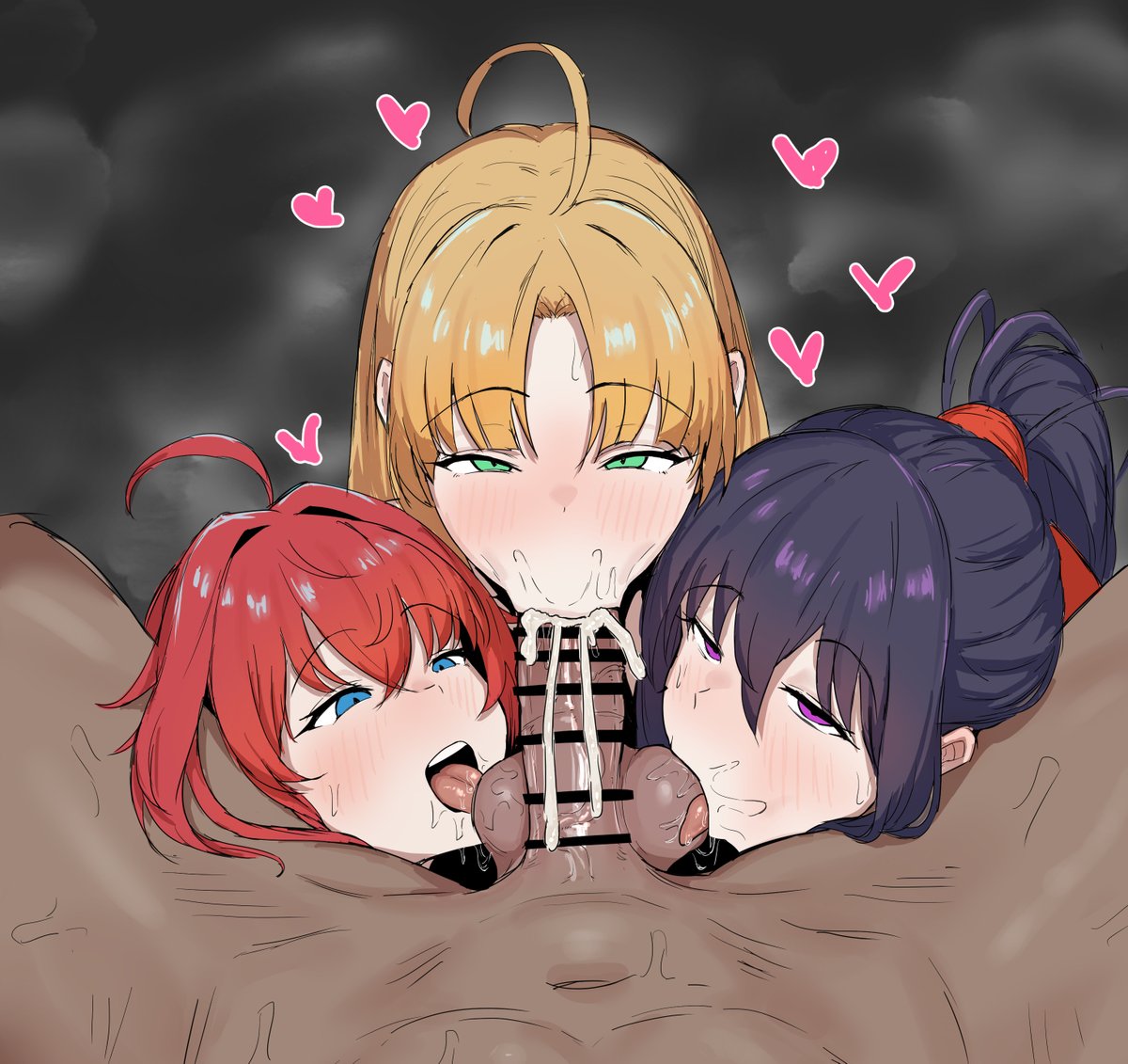 リクエスト頂いたハイスクールD×Dのアーシア・アルジェント、リアス・グレモリー 、姫島朱乃のトリプルフェラです!
ありがとうございました! 