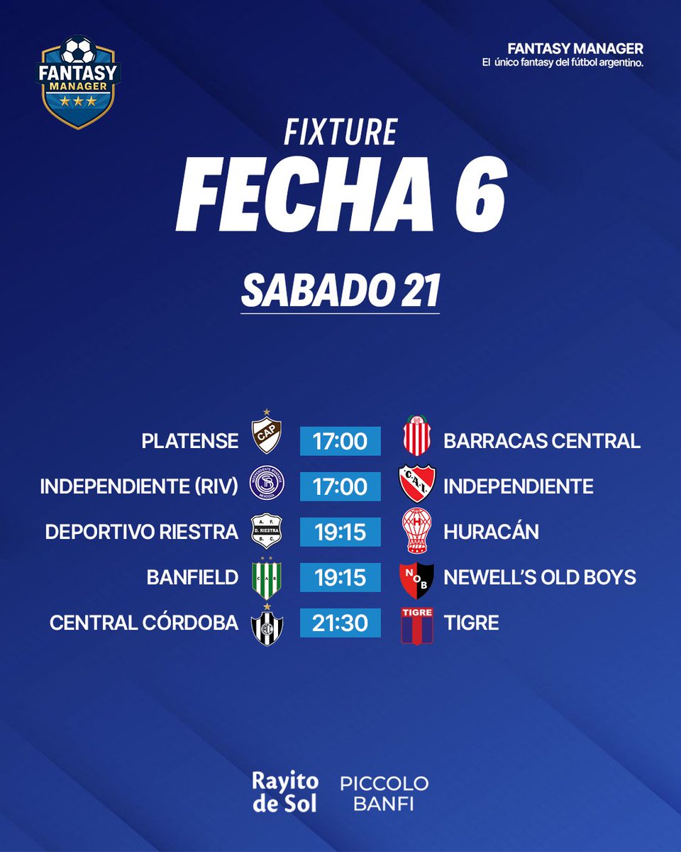 🧉☀️ Buen día para todos! 

⁉️ Como les fue ayer? Sumaron puntos?

👀 5 partidos hoy. A qué jugador le prenden una velita? Los leemos!