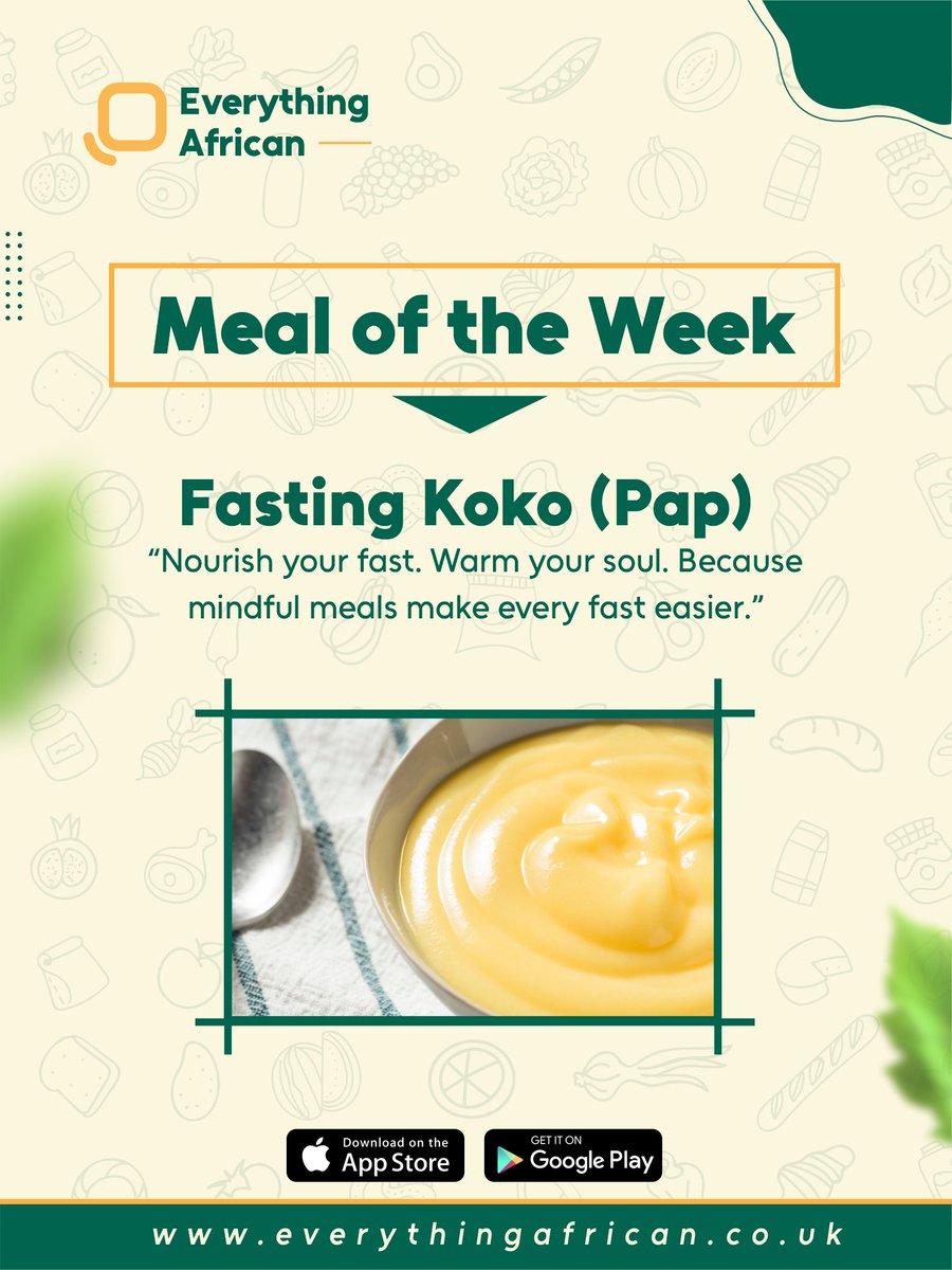 EvrythnAfrican's tweet photo. After hours of fasting, your body deserves something gentle.
Fasting Koko (Pap) is warm, smooth, and easy to digest..the perfect way to break your fast.
Click the link in the bio to make your order
#FastingSeason #RamadanEats #AfricanFood #AfricanGroceriesUK #HealthyFasting https://t.co/VrklPPWehQ
