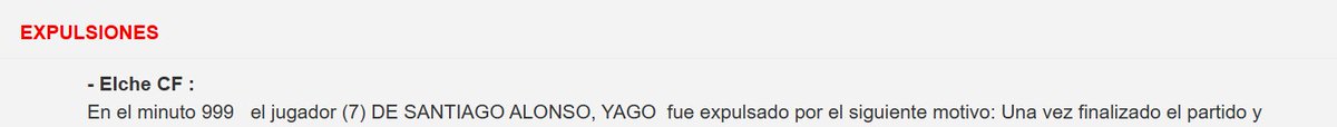 Defecto de forma de manual en la redacción del acta del Athletic - Elche de ayer.
En el minuto 999 no había nadie en San Mames.