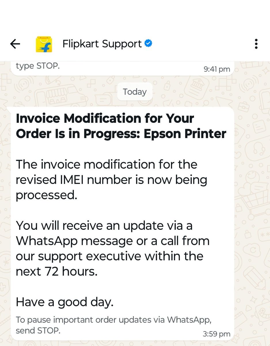 "<a href="/FlipkartSupport/">FlipkartSupport</a> @EpsonIndia बार-बार चेतावनी के बाद भी केवल झूठे आश्वासन! समाधान के बजाय इनवॉइस बदलना साक्ष्यों से छेड़छाड़ है। यह अंतिम चेतावनी है; 24 घंटे में समाधान नहीं तो जिला उपभोक्ता आयोग में कानूनी कार्यवाही शुरू। NCH: 8657451 #ConsumerRights #Fraud"