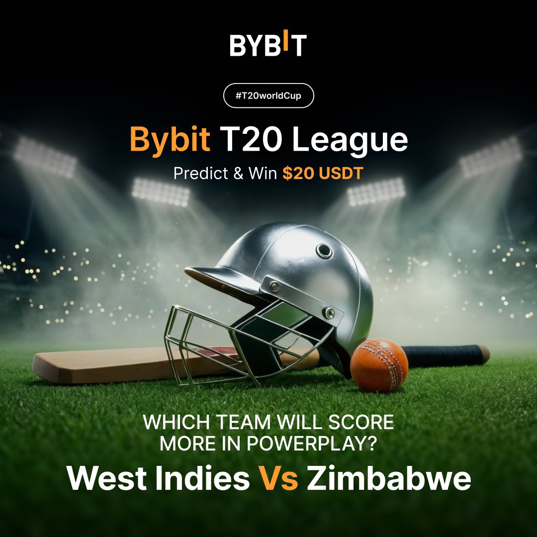 Bybit T20 League – Prediction 04
$20 USDT Giveaway Challenge 🏏💰

On 23 Feb, predict which team will score more runs in the Power-play and claim your chance to win $20 USDT! 🎉

🧩 How to Enter:
➕ Follow @BybitSouthAsia
❤️ Like &amp; 🔁 Repost this post
💬 Comment your prediction