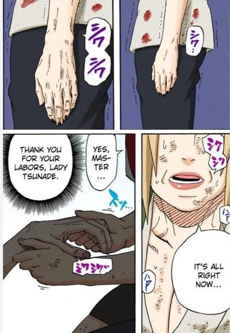 havagreatdayyay's tweet photo. I like that we are never shown Tsunade's face after the effects of byakugo (her looking old) it feels like kishi is respecting her wishes to look youthful and it makes her feel more regal that way 😚😚 https://t.co/WHXBp5q8Ha