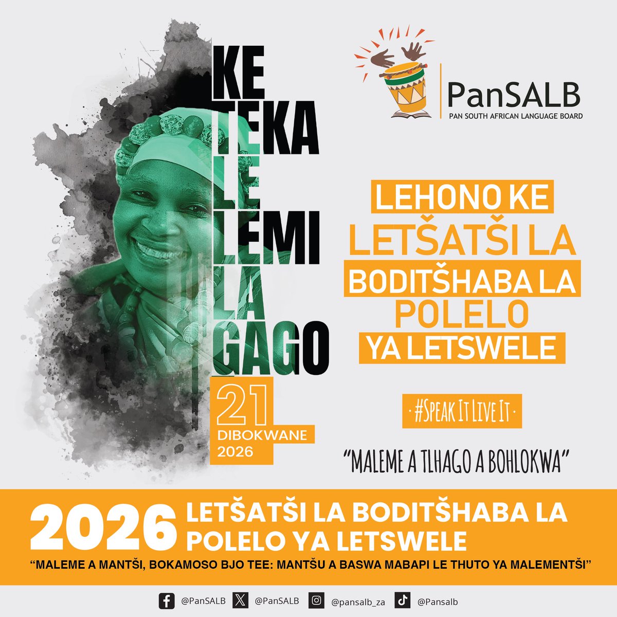PanSALB's tweet photo. Lehono re keteka letšatši la boditšhabatšhaba la polelo ya letswele, re lebeletše thuto ya polelontši bjalo ka ntlhakgolo ya thuto ya boleng.
E bolele, e phele!🖤
#InternationalMotherLanguageDay
#IMLD2026
#LanguageActivismMonth https://t.co/2Yr4vk7fRd