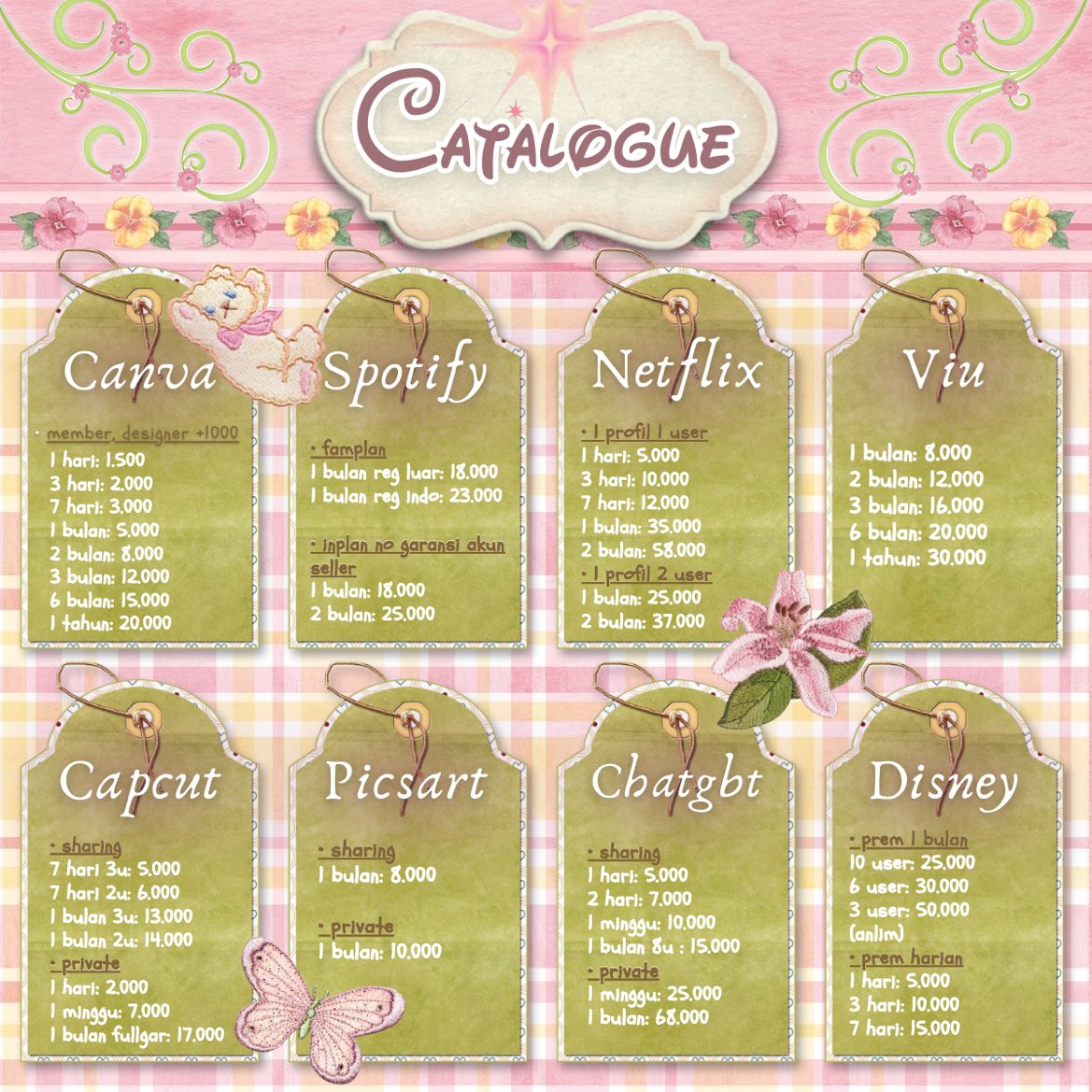 pipowstore's tweet photo. opennn

CANVA VIU NETFLIX SPOTIFY CAPCUT PICSART CHATGBT DISNEY 
#zonauangᅠ #zonajajan https://t.co/NqGzHoub1Q