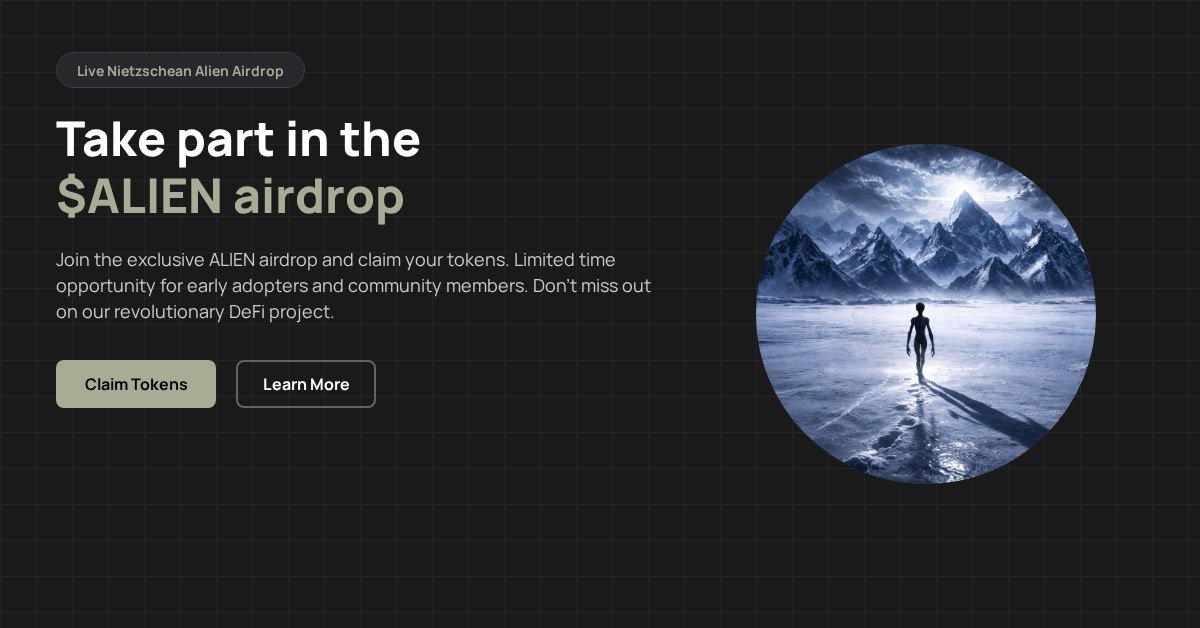 SoaQueen3's tweet photo. BREAKING: $ALIEN DROP LIVE!
Exclusive drop only for community holders
First come, first served — claim now before it's gone!

https://t.co/aGEniGPTNg https://t.co/lkQkWIhrW1
