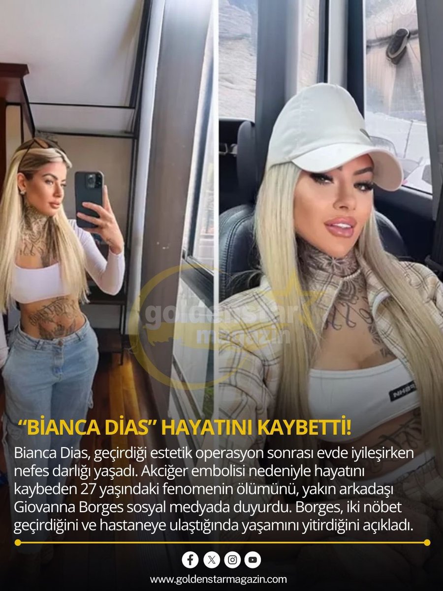 Brezilyalı sosyal medya fenomeni Bianca Dias, hayatını kaybetti! 
#brezilya #fenomen #biancadias