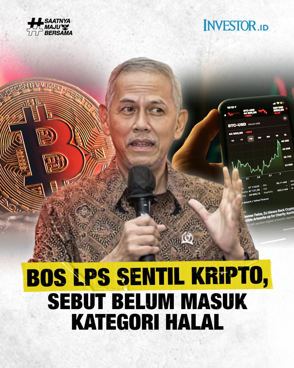 InvestorID's tweet image. Ketua Dewan Komisioner LPS, Anggito Abimanyu, menyebut kripto belum masuk kategori halal. Apa alasannya?

Saksikan selengkapnya di Investor Daily Roundtable di YouTube BTV dan BeritaSatu!

#Investordaily #LPS #Kripto #AnggitoAbimanyu #EkonomiSyariah #SaatnyaMajuBersama