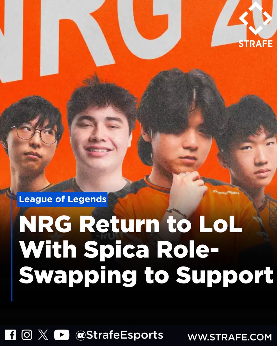 strafeapp's tweet image. NRG are back in League of Legends.

And Spica is leading the project… as a Support. The former LCS MVP is role swapping for NRG’s 2026 NACL run, starting March 26. 

Is this the move that gets them back to the LCS?

#LeagueOfLegends #NRG #NACL