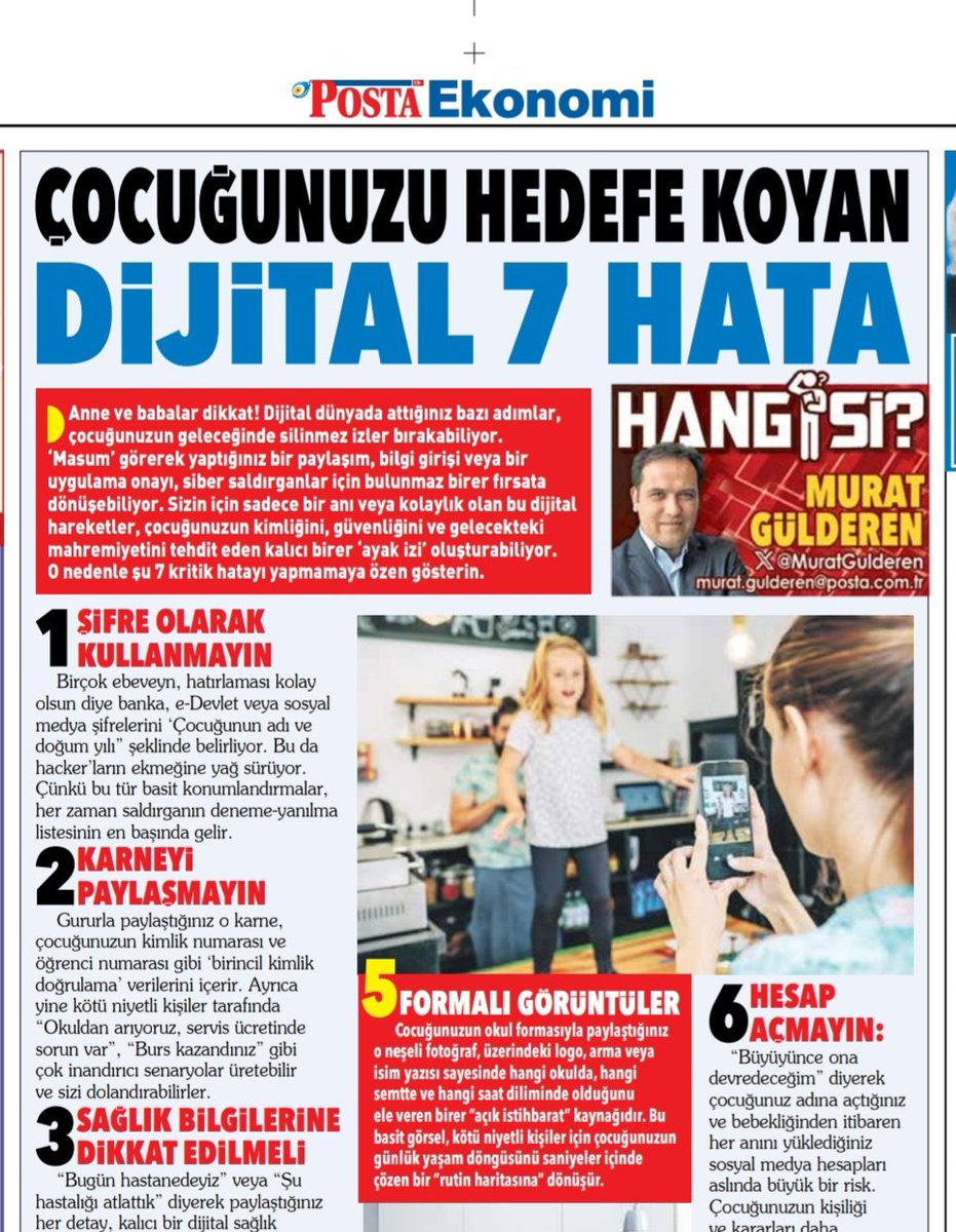 MuratGulderen's tweet photo. Anne babalar dikkat!
👇Masum sandığınız her paylaşım çocuğu savunmasız bırakabiliyor.
https://t.co/9jRTLEtC0C https://t.co/iq6zJRfwIO
