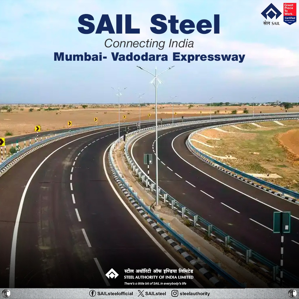 SAILsteel's tweet image. SAIL Steel Connecting India by strengthening world-class infrastructure like the Mumbai–Vadodara Expressway, driving progress and nation-building.

#SAILSteel #ConnectingIndia #MumbaiVadodaraExpressway #NationBuilding #Infrastructure #SteelForProgress #BuildingIndia