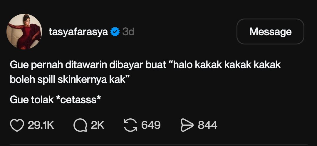 rizka2201's tweet photo. Respect banget kak Tasya 👏
Karena trust itu gak bisa dicicil pake fake engagement 😌

Integrity > engagement palsu 💯 https://t.co/l1iOnmgC8L