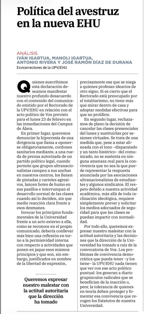 Hoy lean a los docentes de la Universidad del País Vasco

x.com/elcorreo_alava…