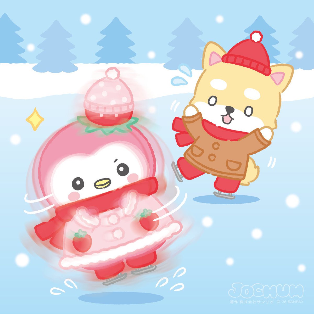 ぽぽちゃん通常サイズに戻ってる可愛い🍓 さすが動けるペンギンさん