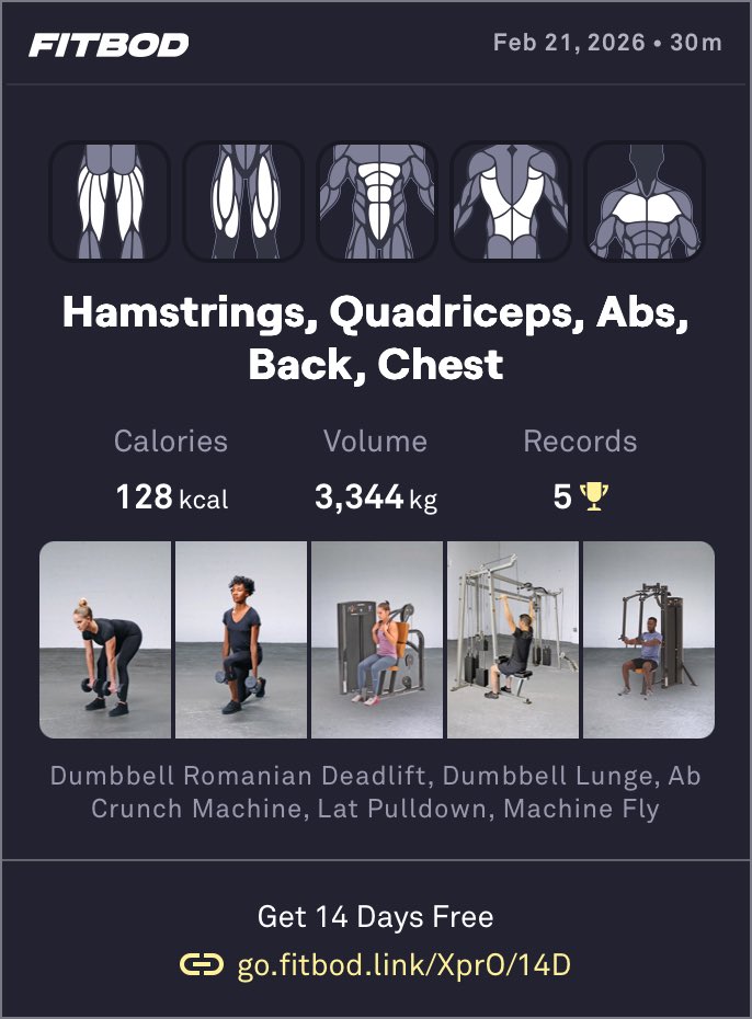 hicky505's tweet photo. Just had a good workout with @fitbodapp. Here’s an extended guest pass to try Fitbod, free for 14 days: https://t.co/d12cWWm89B https://t.co/8Zb19NkMwE