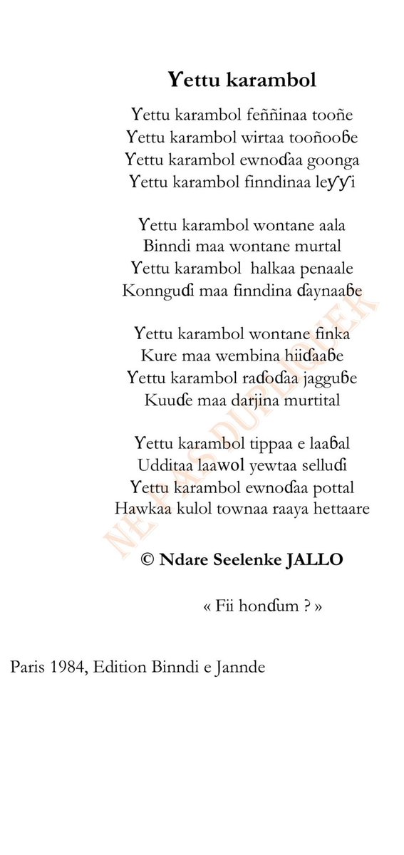 jalloh_jalal's tweet photo. PROJET DE CHALLENGE INTERNATIONAL
À l’occasion de la Journée internationale de la langue maternelle le 21 février, Tidiane Maloun Barry lance un grand challenge international de lecture poétique en langue peule (Pulaar / Fulfulde). https://t.co/unFsTBg1JN