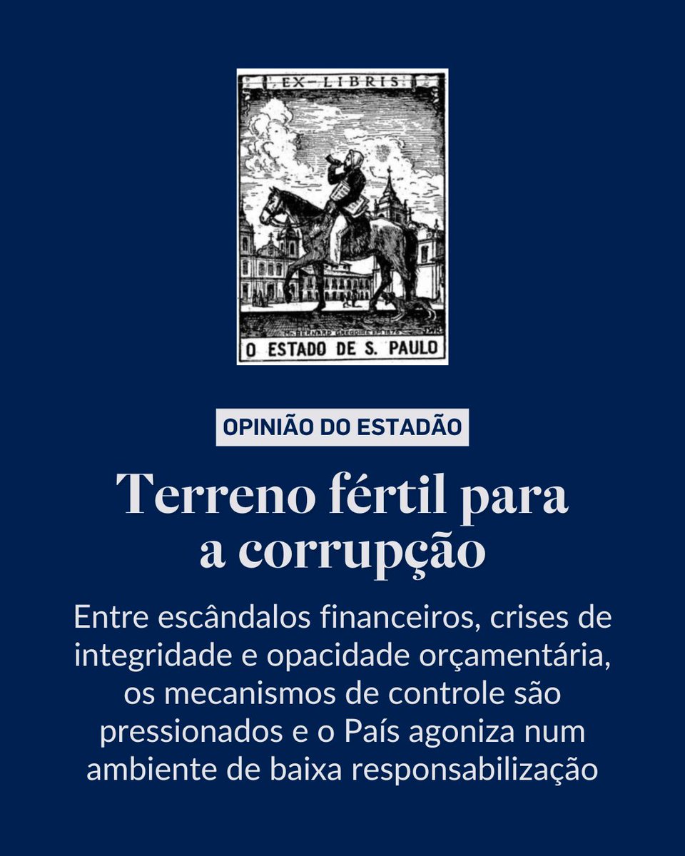 EDITORIAL | Terreno fértil para a corrupção - “A retrospectiva de 2025 do Brasil para o Índice de Percepção da Corrupção da Transparência Internacional descreve um verdadeiro annus horribilis”. Leia o texto completo em x.gd/BdYgq