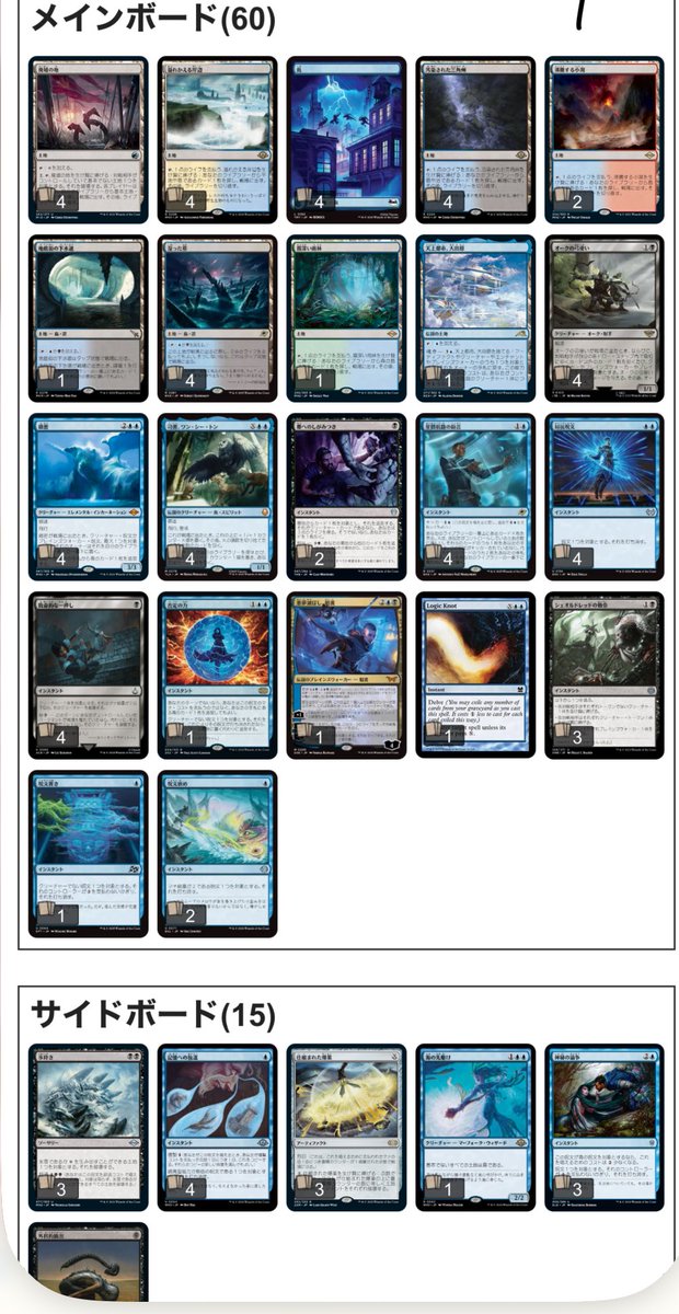 晴れ大須　モダン杯
使用:青黒
1.シミックリチュアル○×○
2.親和○○
3.親和○×○
4.ID
5.パーカーラック××
SE1.ボロエネ×○○
SE2.スプリット🫶
基本沼を入れ忘れるミスにより死にかけるアホ