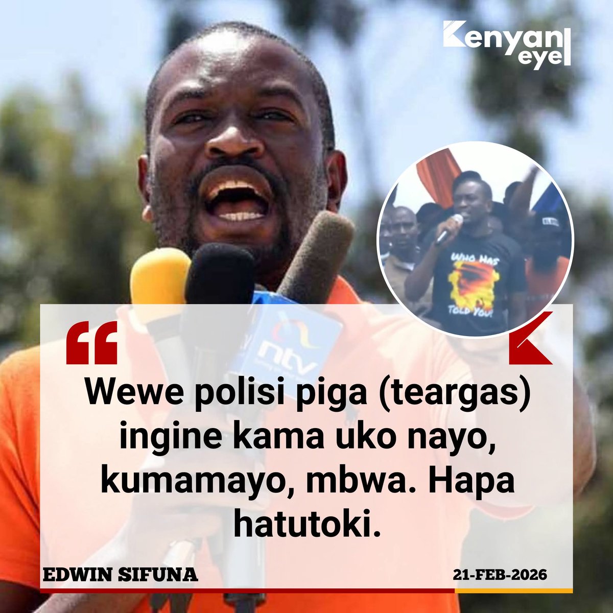 SKYPAHANCHO's tweet image. There must be something wrong in the head with those people who support Edwin sifuna . 

How can a whole sanator  insult the police in braoddaylight in the presence of  citizens . 

Sifuna is training kenyans of throwing insults to the police . 

Sifuna  should be impeached . 
He