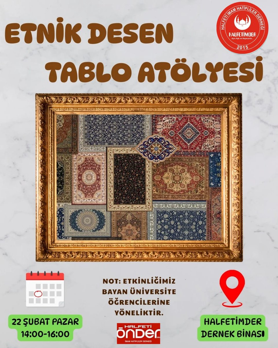 halfetimder's tweet photo. 🎨 ETNİK DESEN ATÖLYESİ BAŞLIYOR!

🎀 Halfeti Önder kadın kolları başkanlığı öncülüğünde Üniversiteli bayan öğrencilerimize özel "Etnik Desen Tablo Atölyesi "yapılacak.🌻

Sanatla kültürümüzü yaşatıyor, değerlerimizi geleceğe taşıyoruz. 🌿

#gençlikbuluşması 
 #Halfeti @onderihl https://t.co/dyg6BKb73g